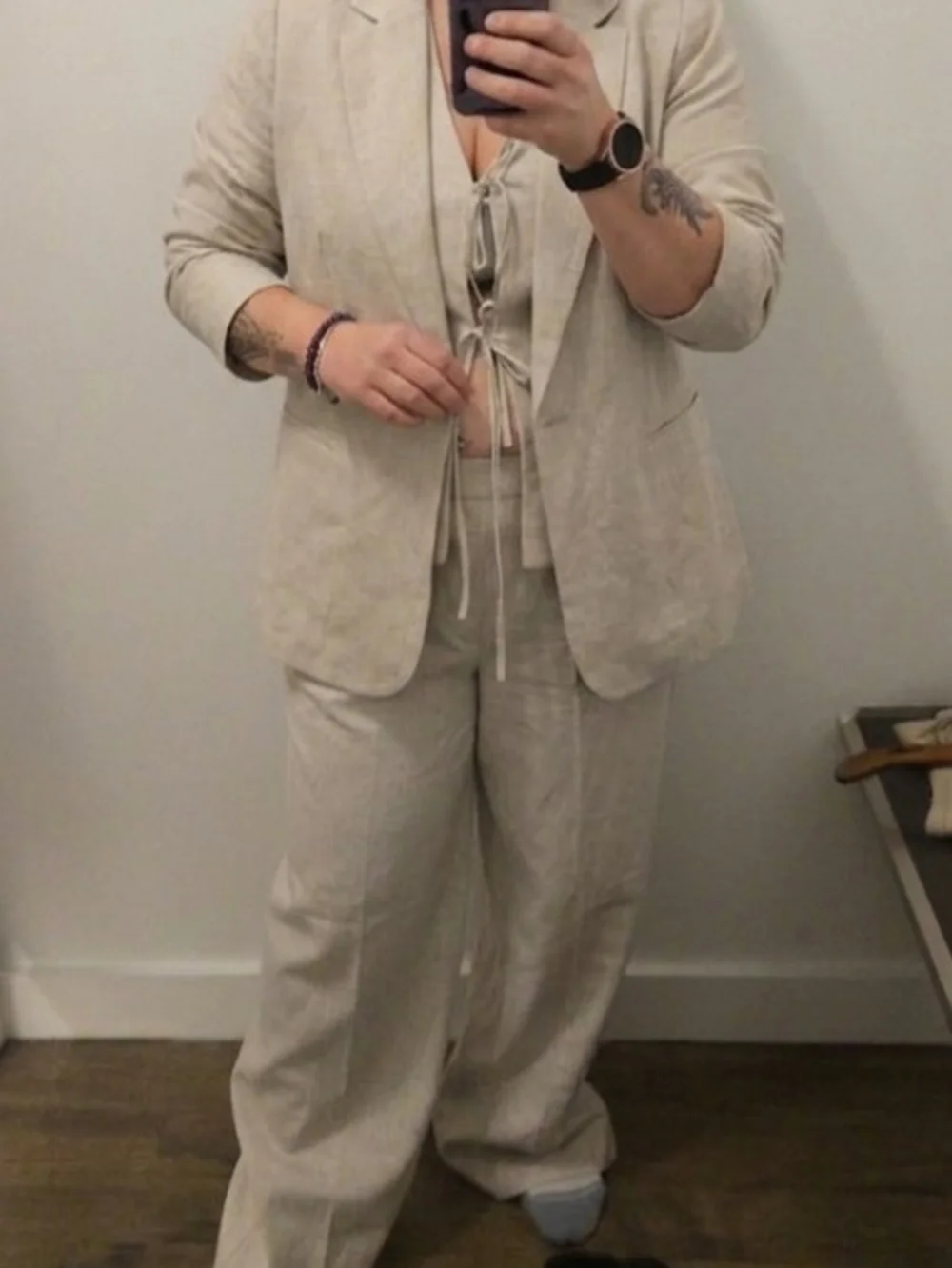 Banana Republic Beige Linen-Blend Suit and Vest